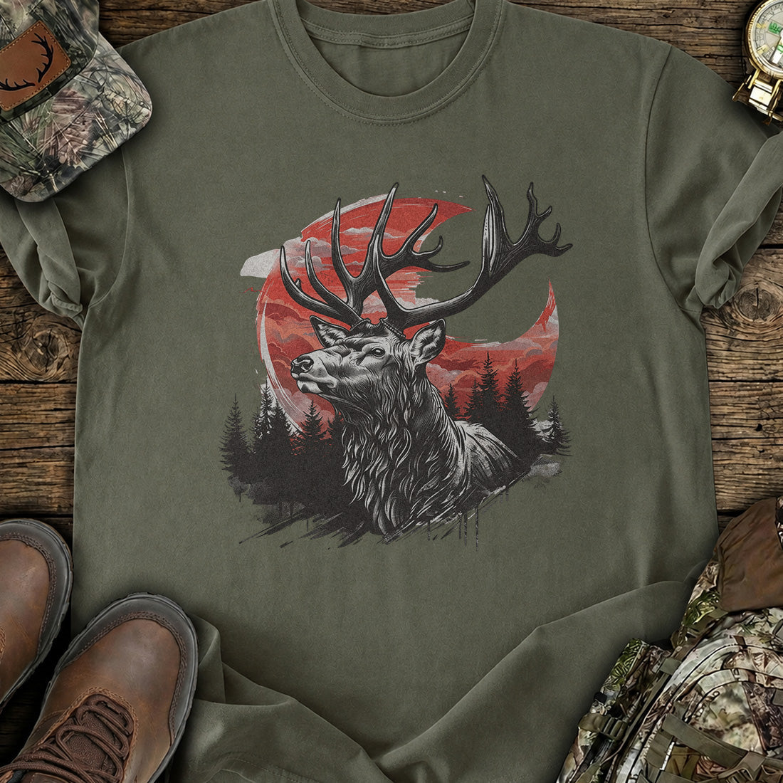 Crimson Elk Spirit T-Shirt product image 4