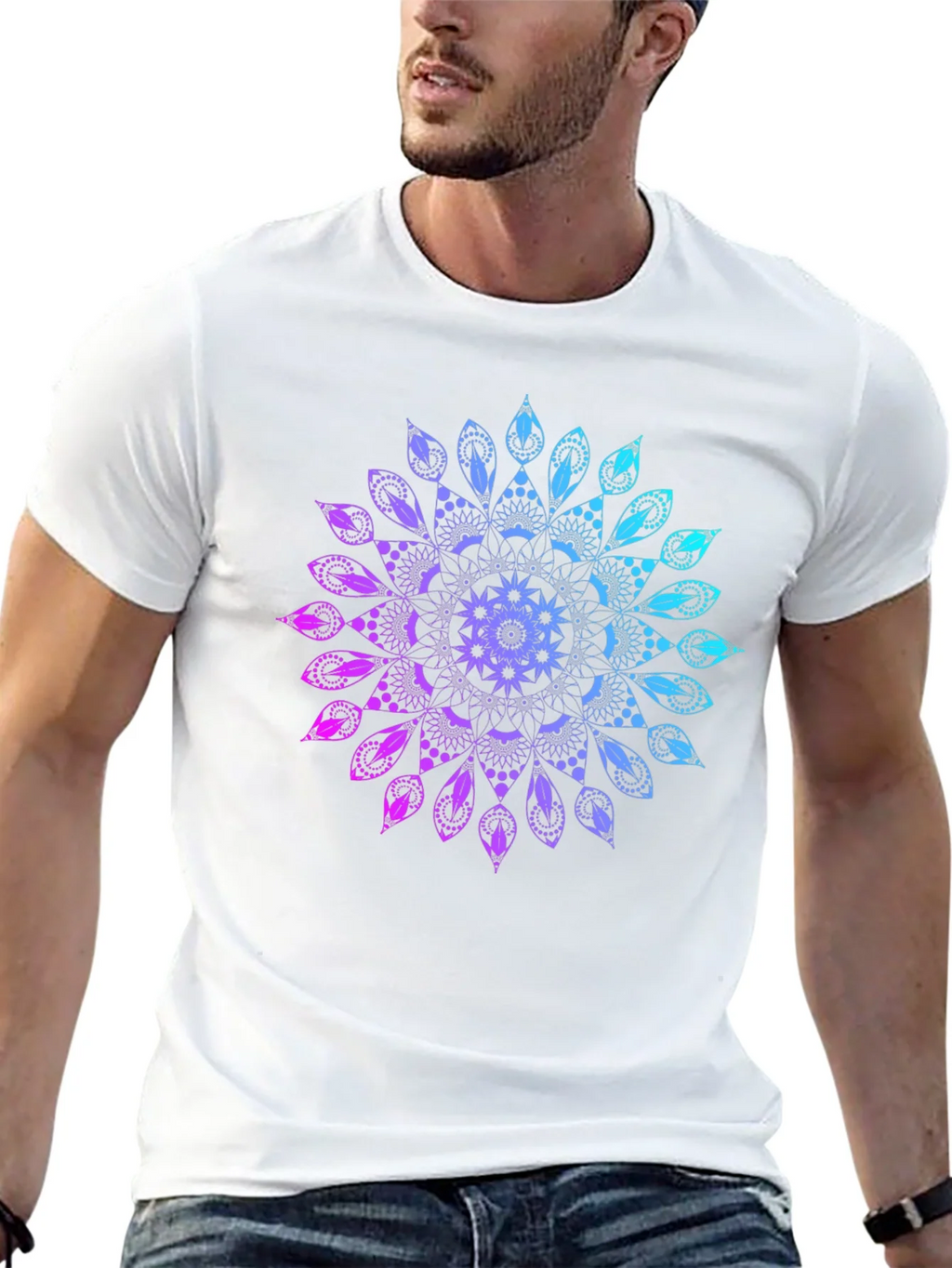 Mandala Gradient Graphic Black T-Shirt product image 12