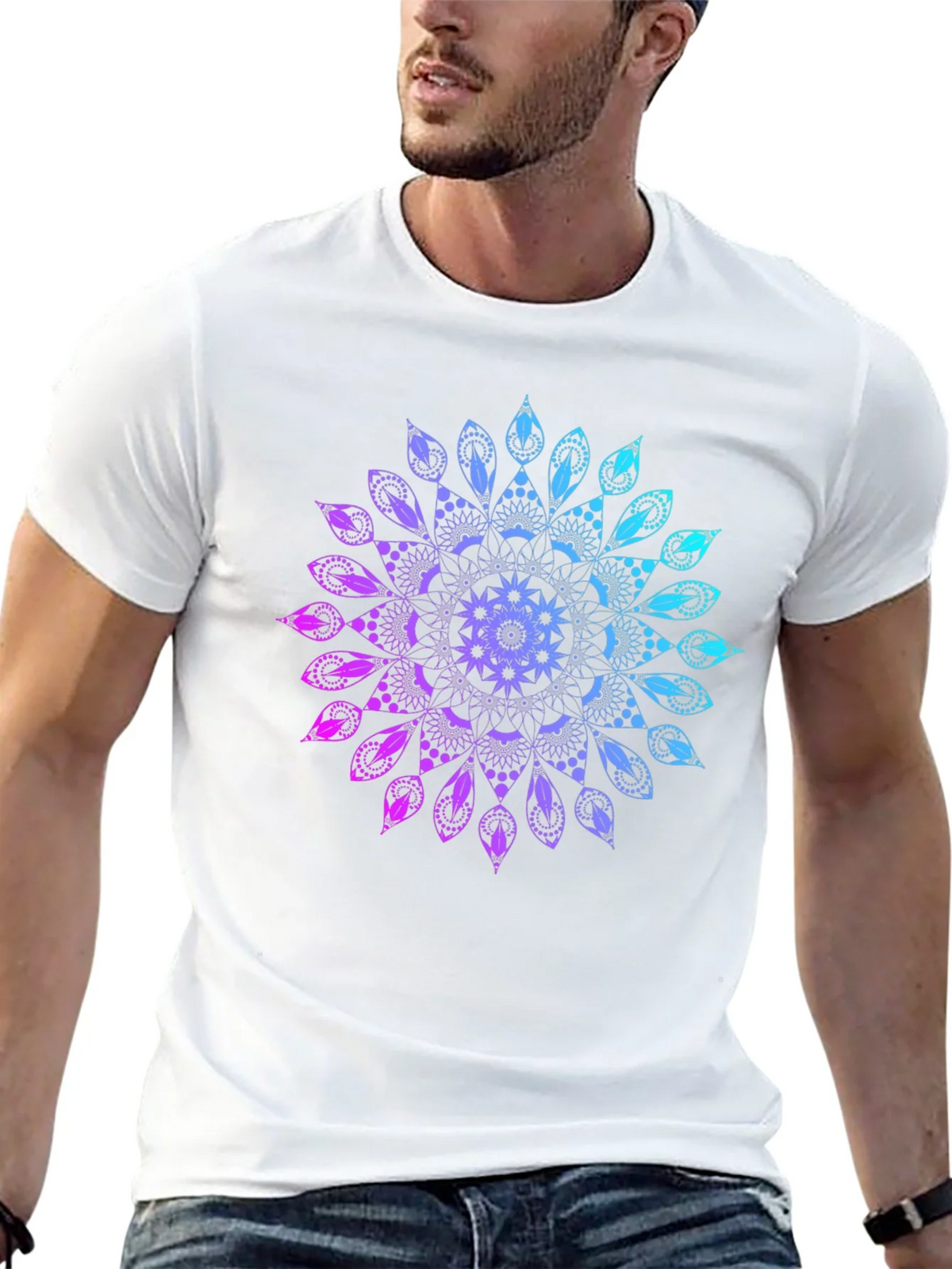 Mandala Gradient Graphic Black T-Shirt product image 12