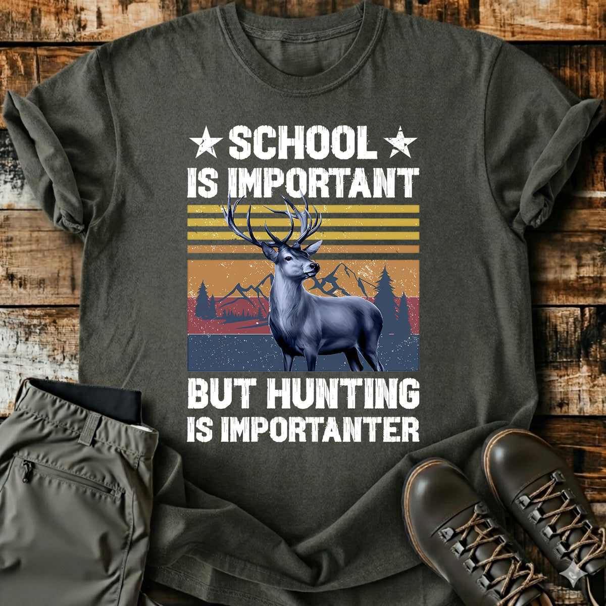 Funny Hunting Deer Sunset T-Shirt product image 2