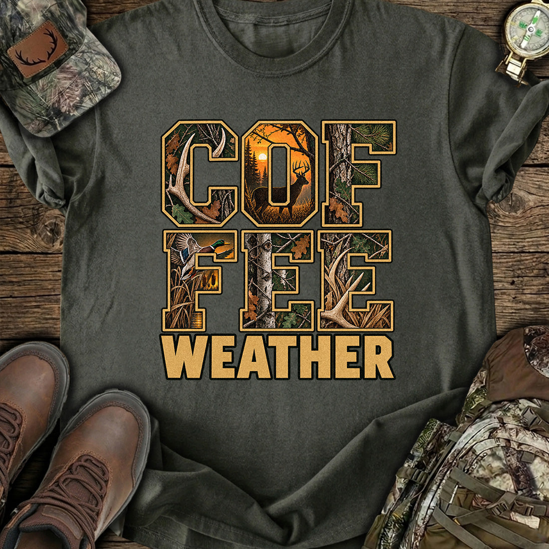 Camo Coffee Hunting T-Shirt product image 5