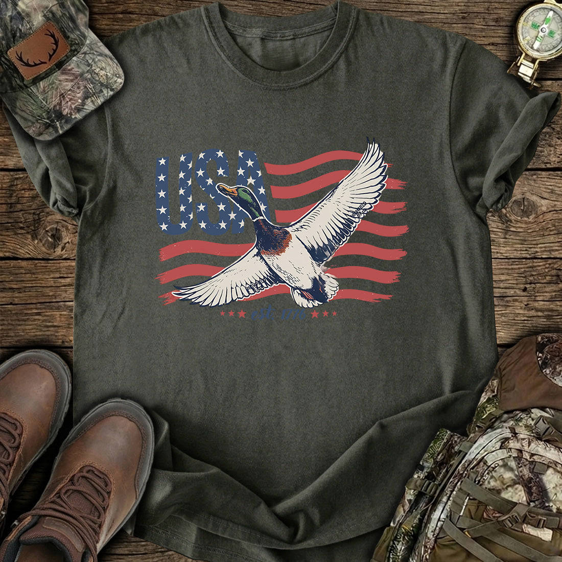 Patriotic Duck Hunting T-Shirt product image 7