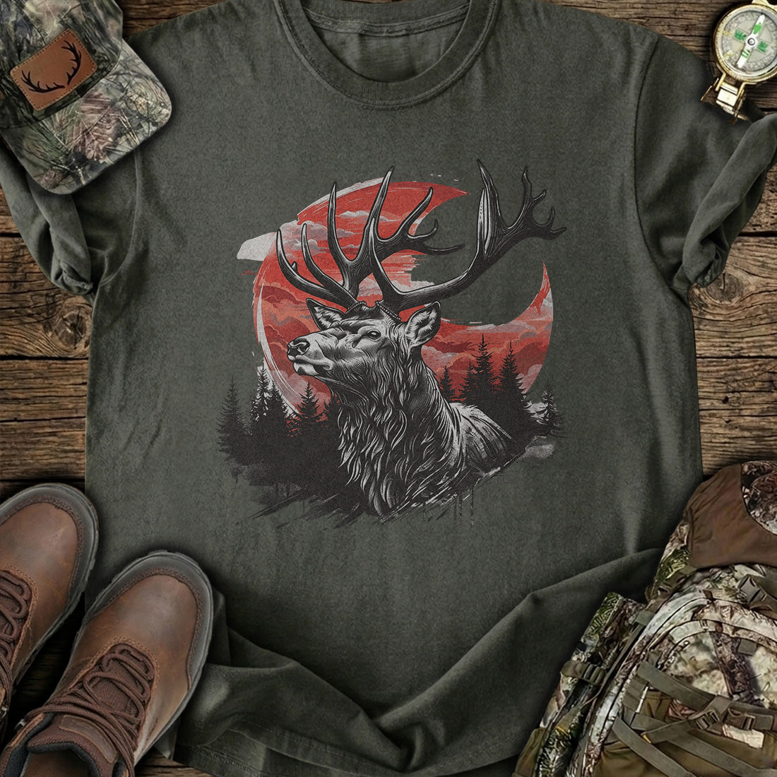 Crimson Elk Spirit T-Shirt product image 5