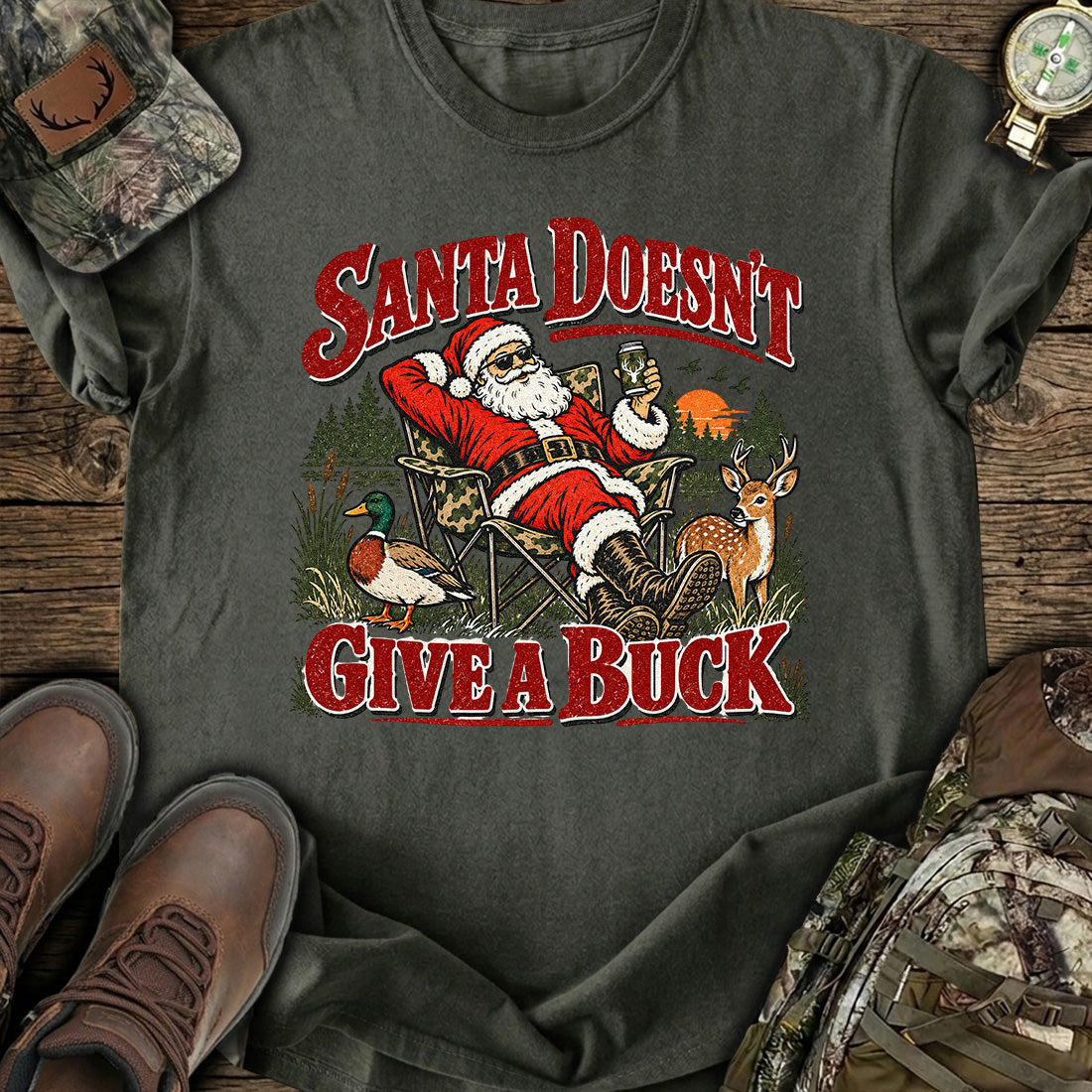 Santa's Buck-Free Xmas T-Shirt product image 5