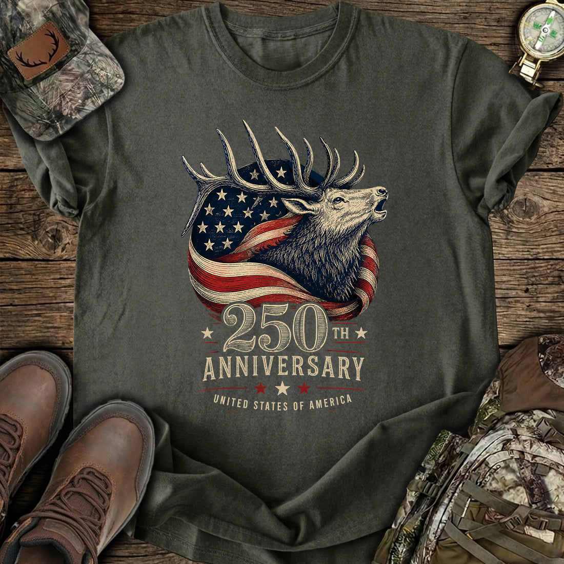Patriotic Elk Hunting T-Shirt product image 7