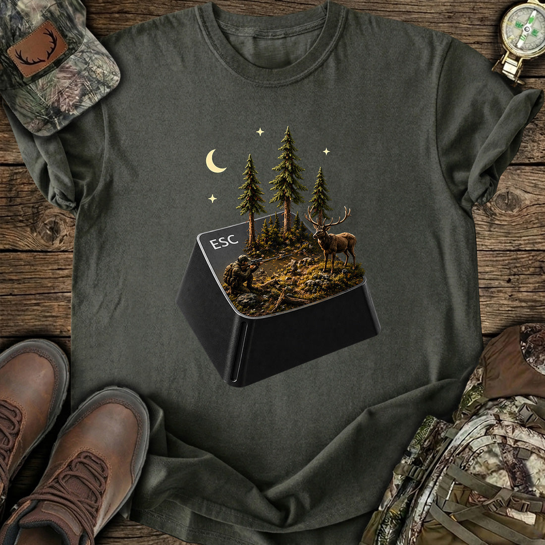 ESC Key Hunting Scene Hunter T-Shirt product image 3