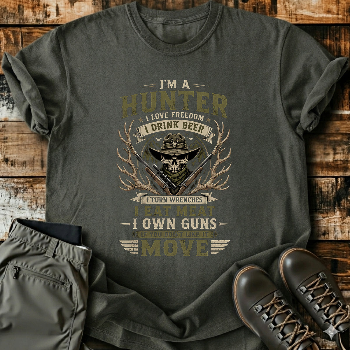 Hunter Skull Beer Freedom T-Shirt product image 6