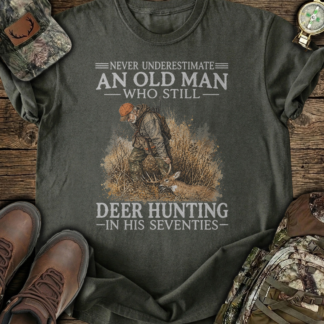 Personalized Old Man Deer Hunt T-Shirt product image 4