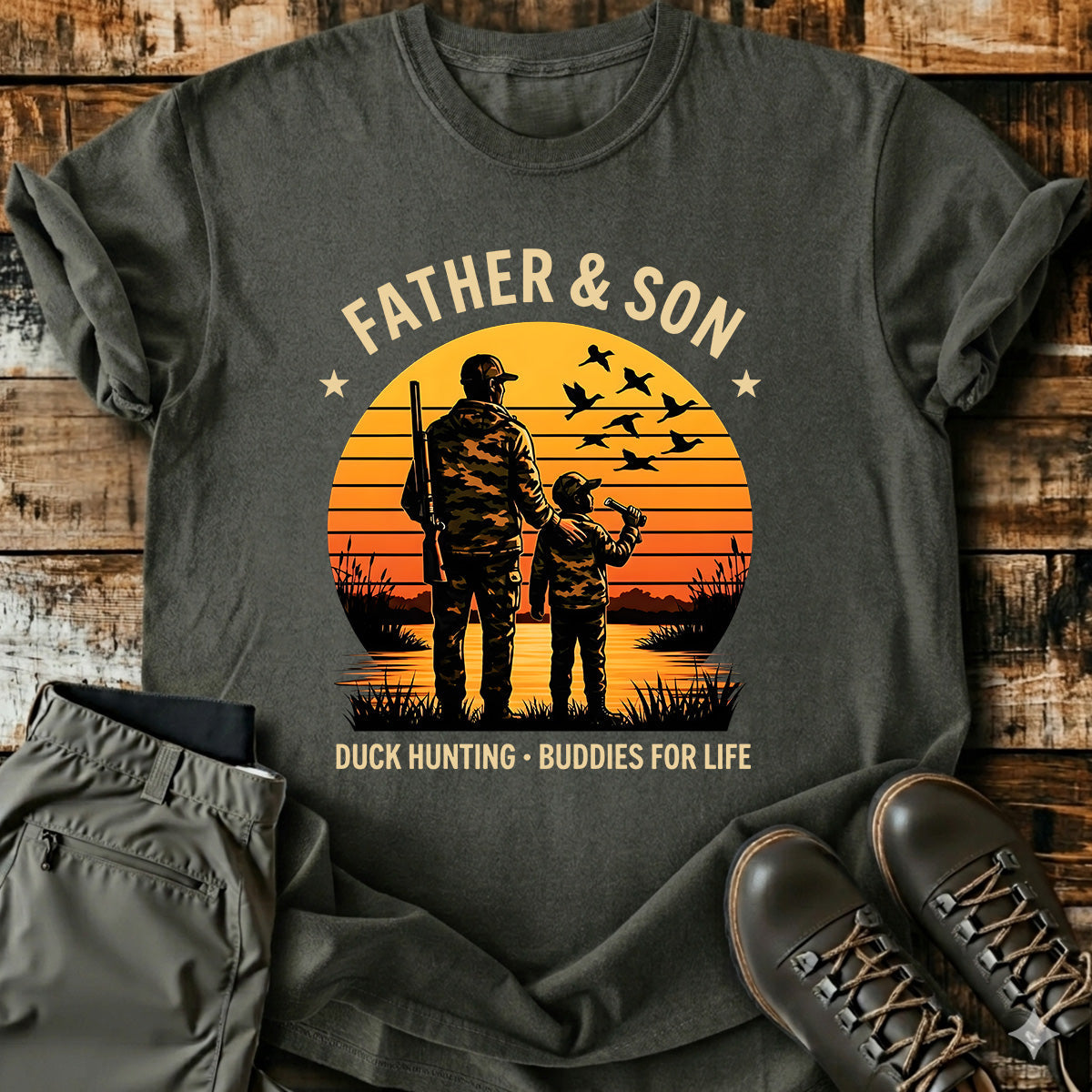 Father Son Duck Hunting T-Shirt product image 4