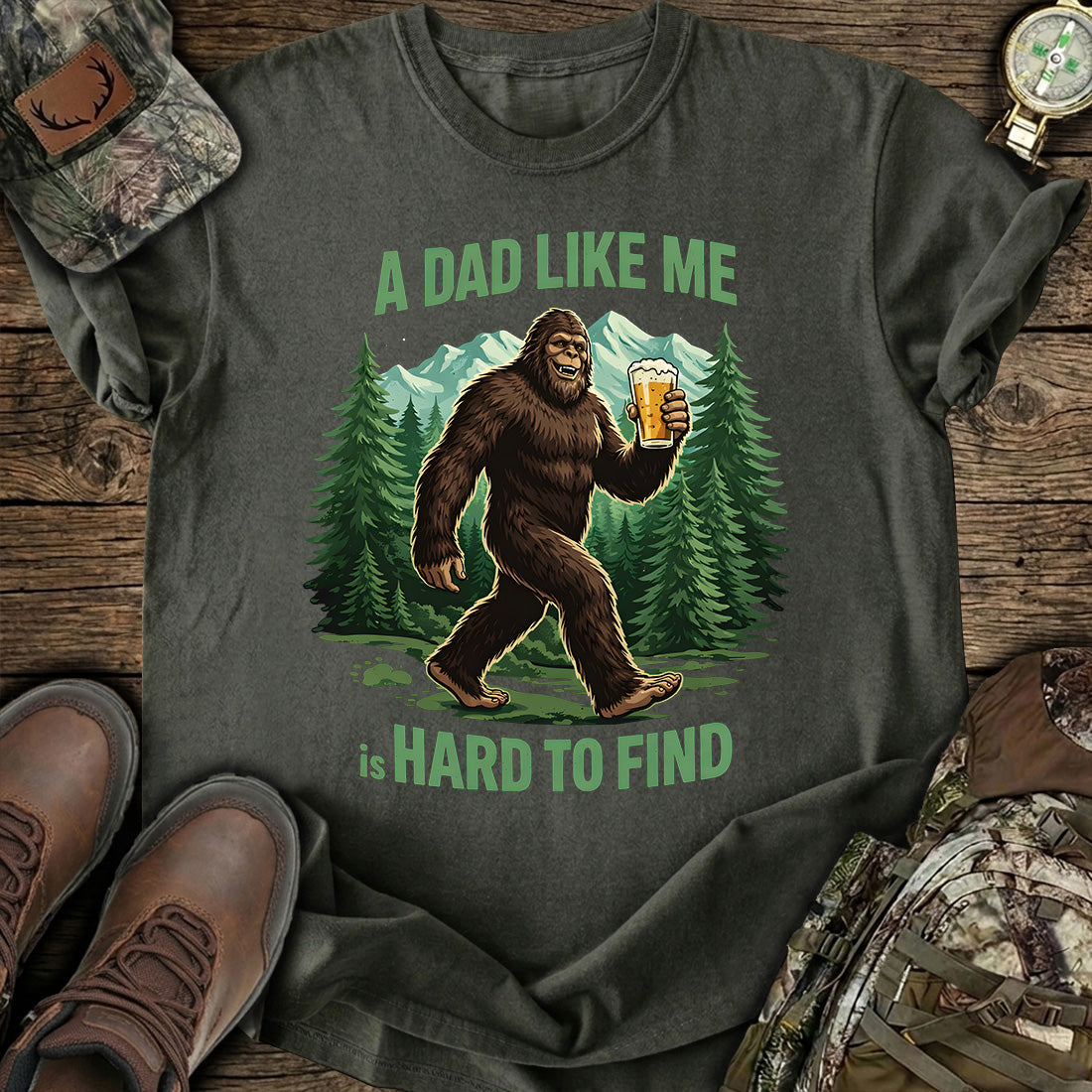 Funny Bigfoot Beer Dad T-Shirt product image 3