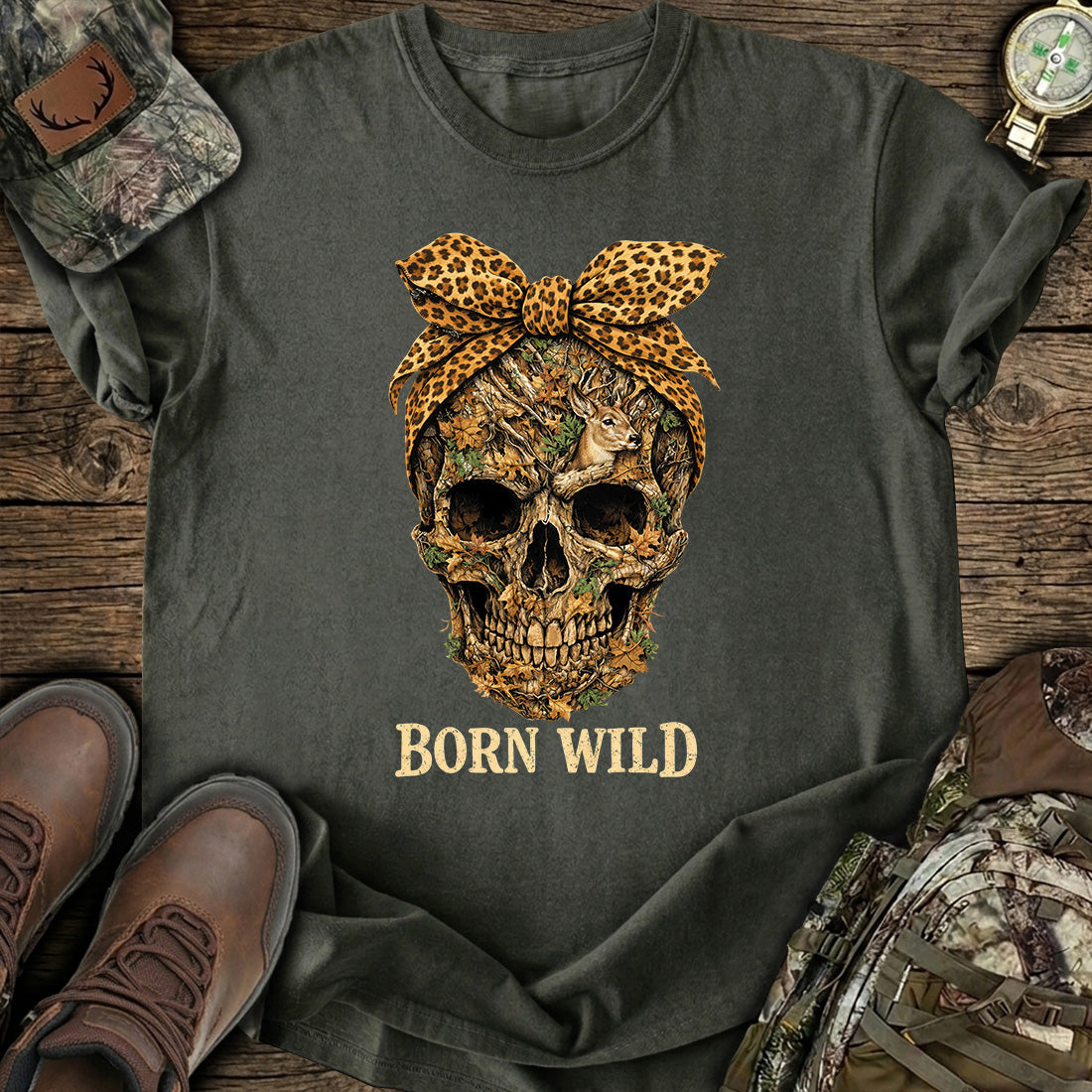 Born Wild Skull Hunting T-Shirt product image 3