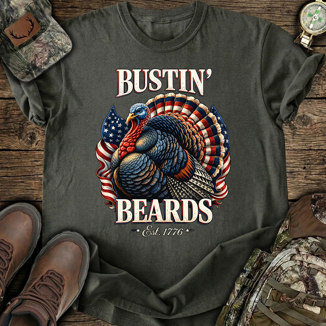 Turkey Hunting Bustin Beards T-Shirt product image 3