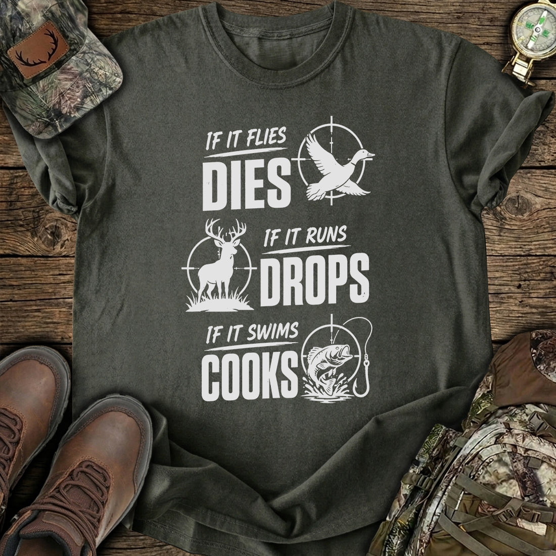 If It Flies Die Hunting T-Shirt product image 1