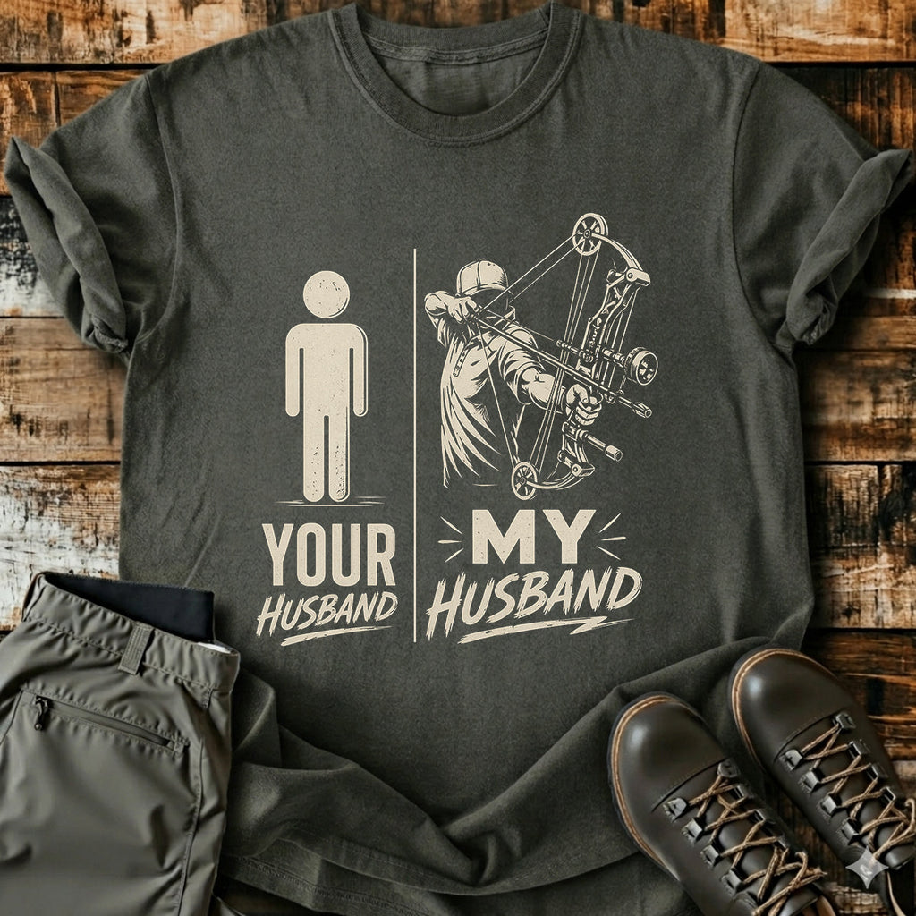 Bow Hunting Husband Funny T-Shirt product image 7
