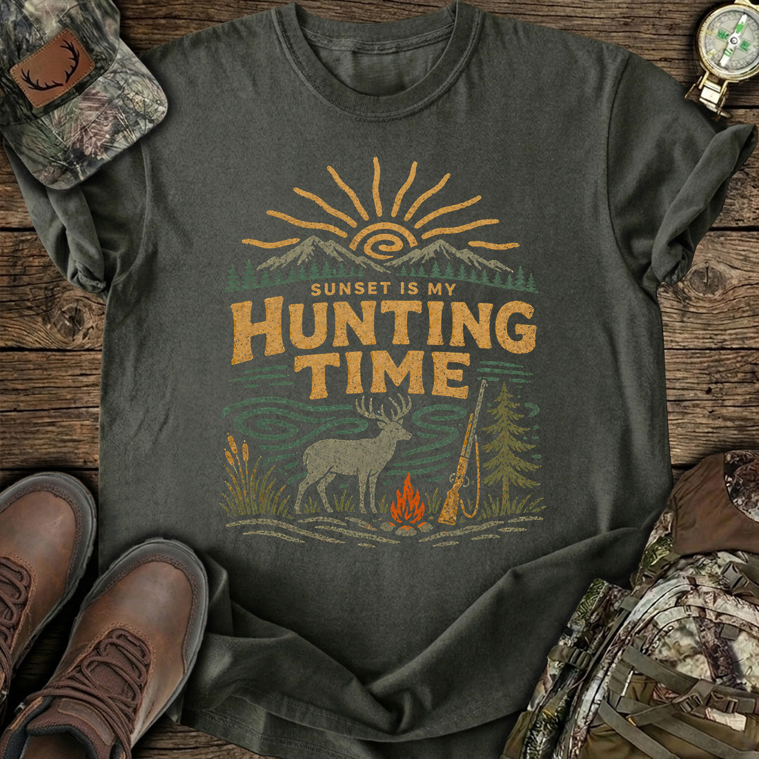 Vintage Hunting Sunset T-Shirt product image 6