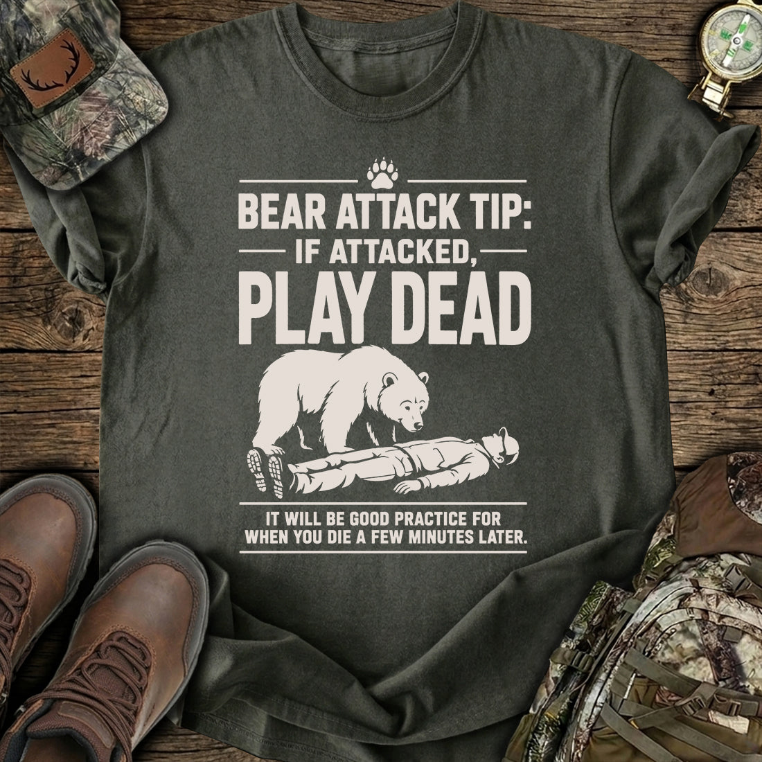 Bear Attack Humor T-Shirt product image 7