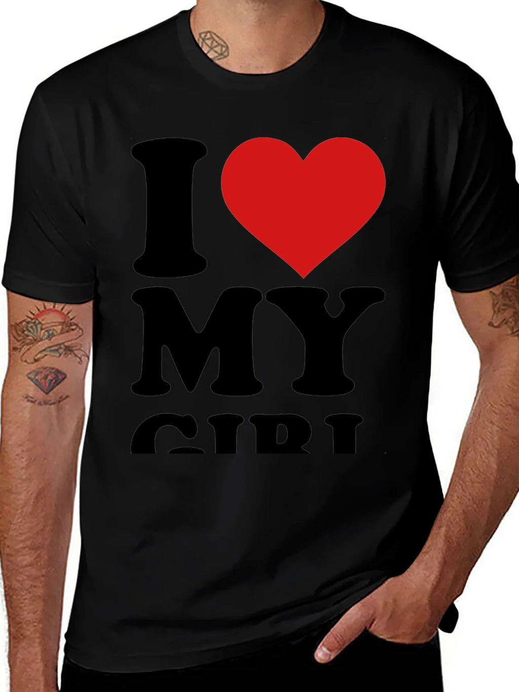 I Heart My Girl Graphic Tee - Black Cotton T-Shirt product image 1
