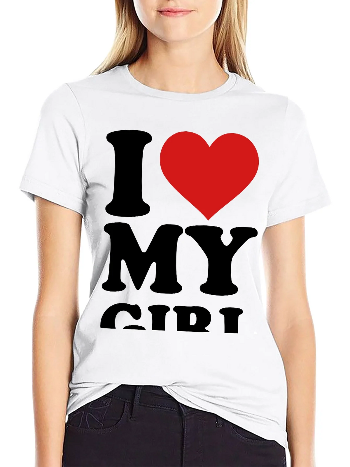 I Heart My Girl Graphic Tee - Black Cotton T-Shirt product image 4