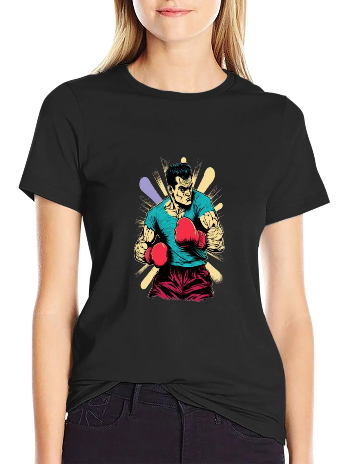 Boxer Graphic Tee - Black Cotton T-Shirt product image 2