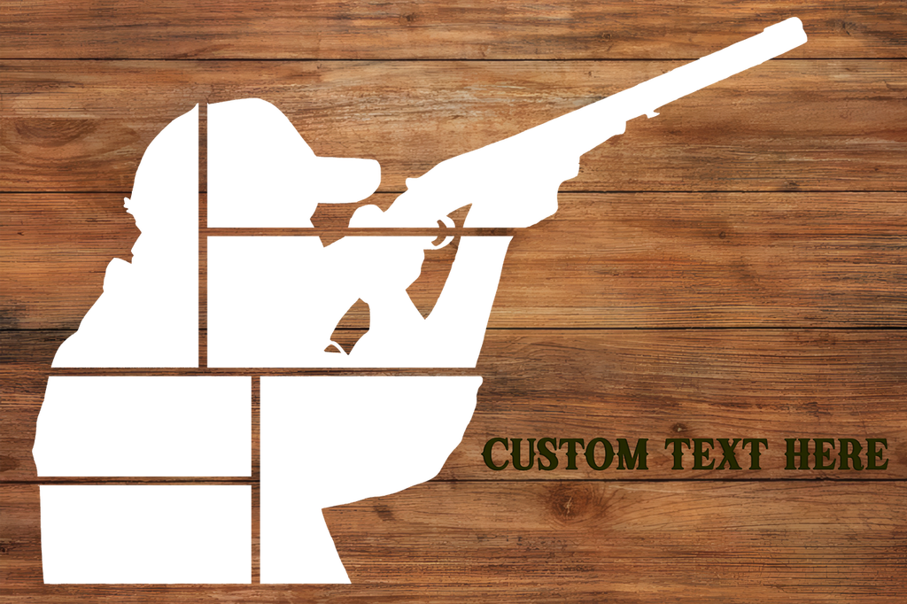 Custom Photo Hunting Collage Canvas, Hunter Silhouette on Rustic Wood, Personalized Camo Gift Wall Art
