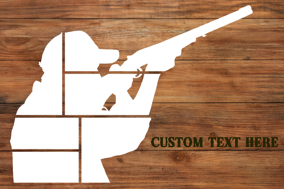 Custom Photo Hunting Collage Canvas, Hunter Silhouette on Rustic Wood, Personalized Camo Gift Wall Art