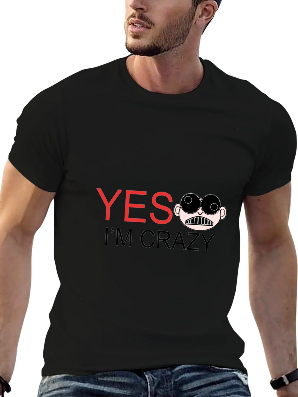 Funny Yes Im Crazy Graphic Tee - Black product image 5