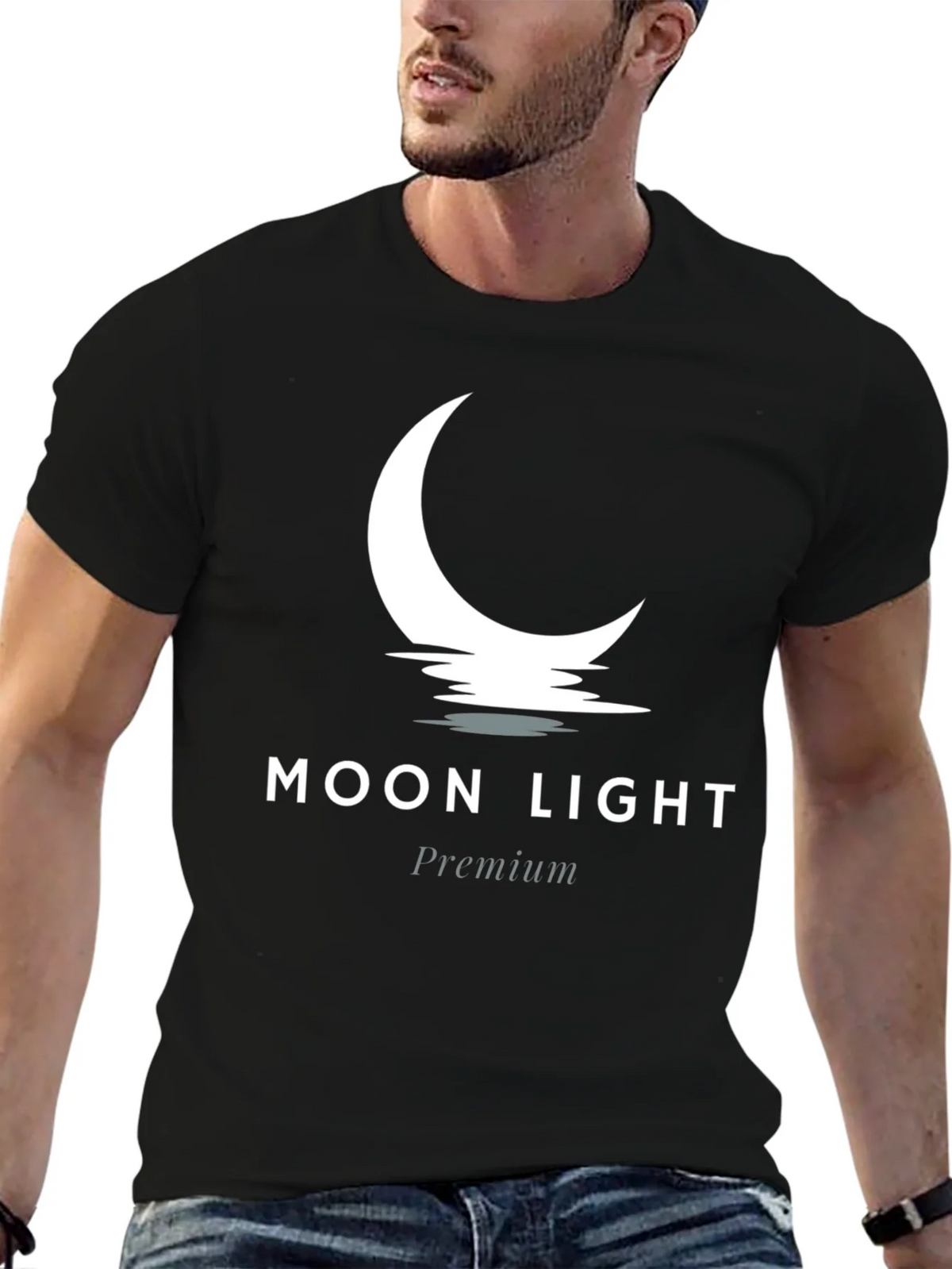 Moon Light Premium Black Graphic Tee product image 6