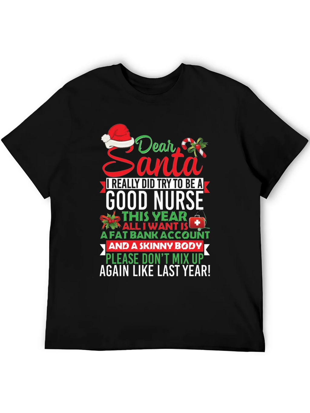 Funny Nurse Christmas T-Shirt Dear Santa Graphic Tee product image 5