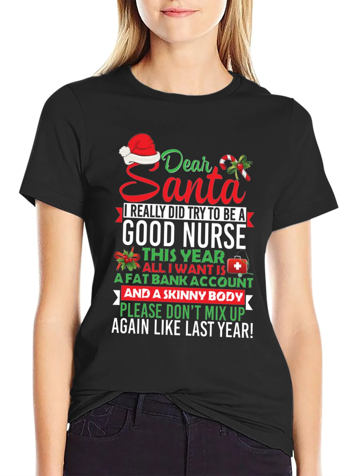 Funny Nurse Christmas T-Shirt Dear Santa Graphic Tee product image 2