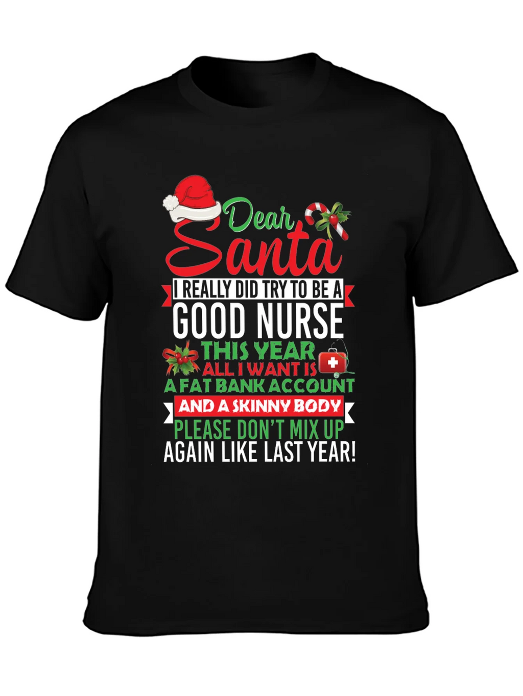 Funny Nurse Christmas T-Shirt Dear Santa Graphic Tee product image 3