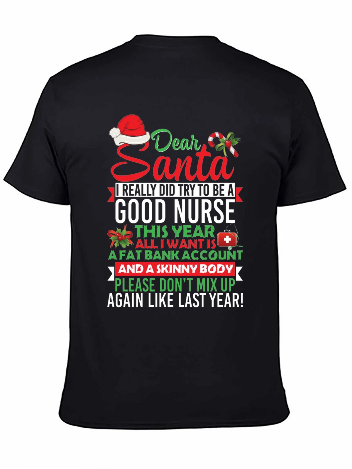 Funny Nurse Christmas T-Shirt Dear Santa Graphic Tee product image 4