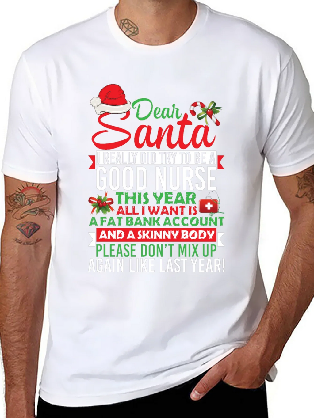 Funny Nurse Christmas T-Shirt Dear Santa Graphic Tee product image 7