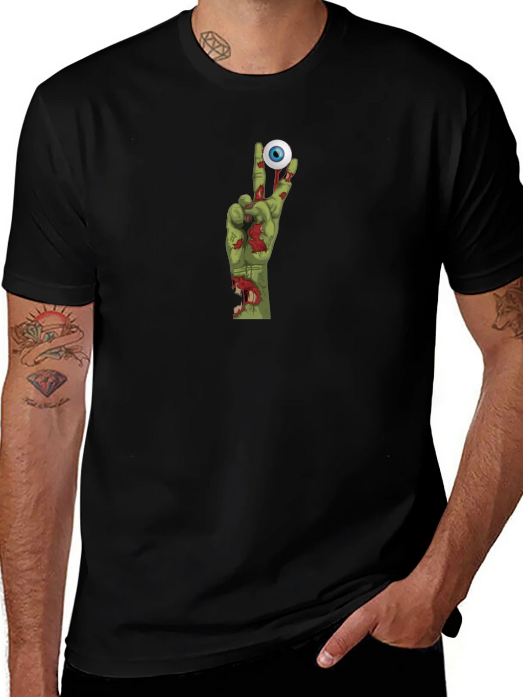 Zombie Hand Peace Sign Graphic T-Shirt product image 1