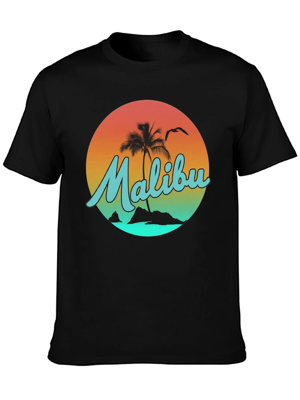 Malibu Sunset Graphic Tee - Relaxed Fit Black T-Shirt product image 3