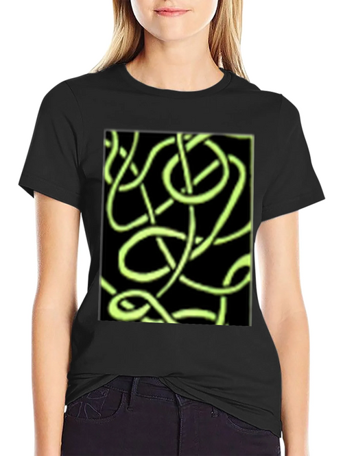 Abstract Neon Green Lines Graphic Black T-Shirt product image 1