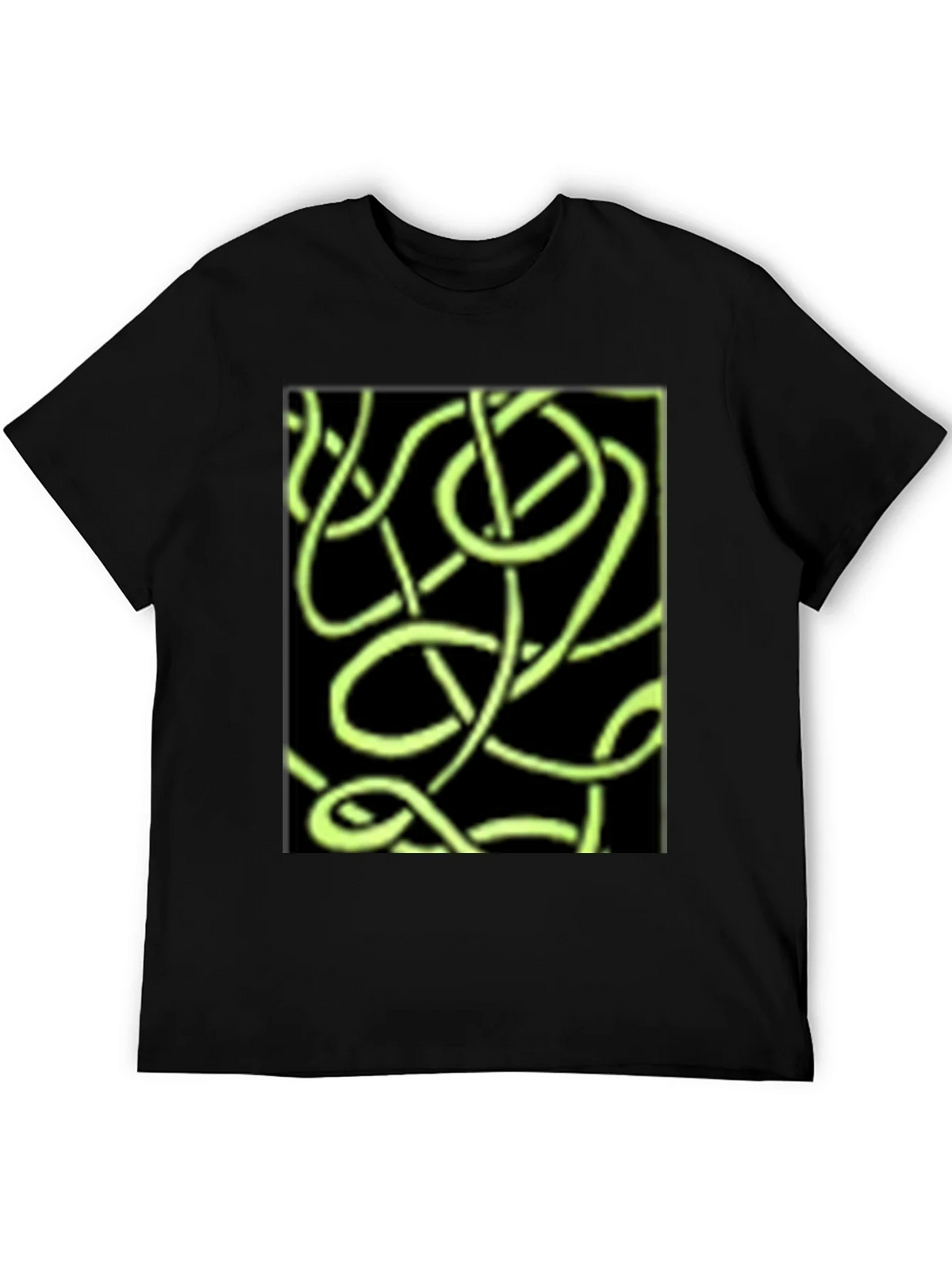 Abstract Neon Green Lines Graphic Black T-Shirt product image 4