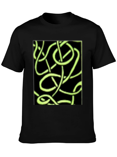 Abstract Neon Green Lines Graphic Black T-Shirt product image 2
