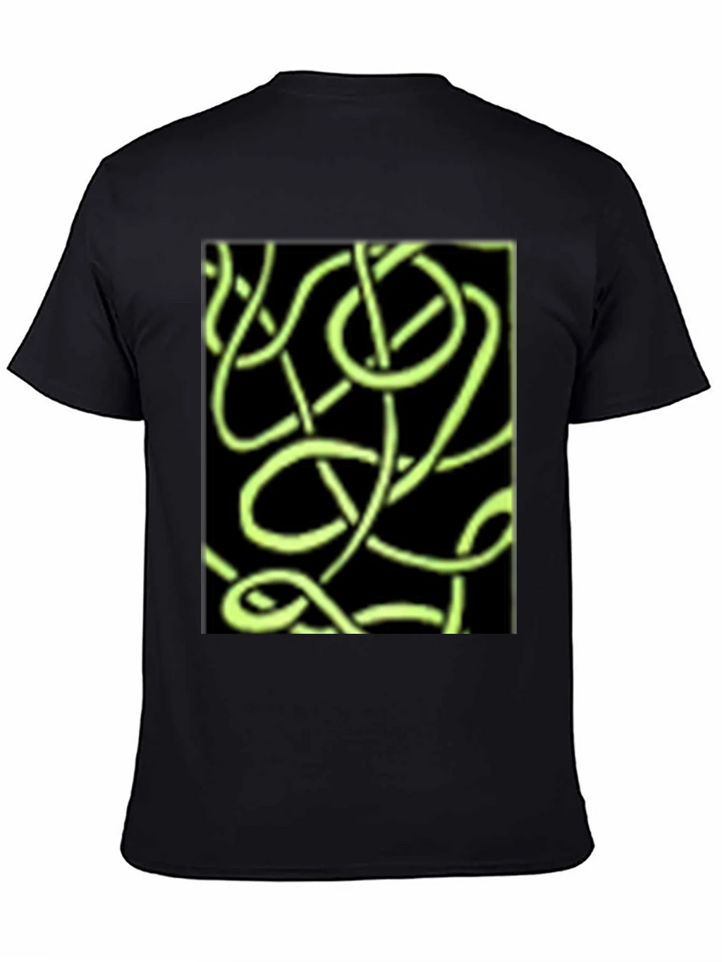 Abstract Neon Green Lines Graphic Black T-Shirt product image 3