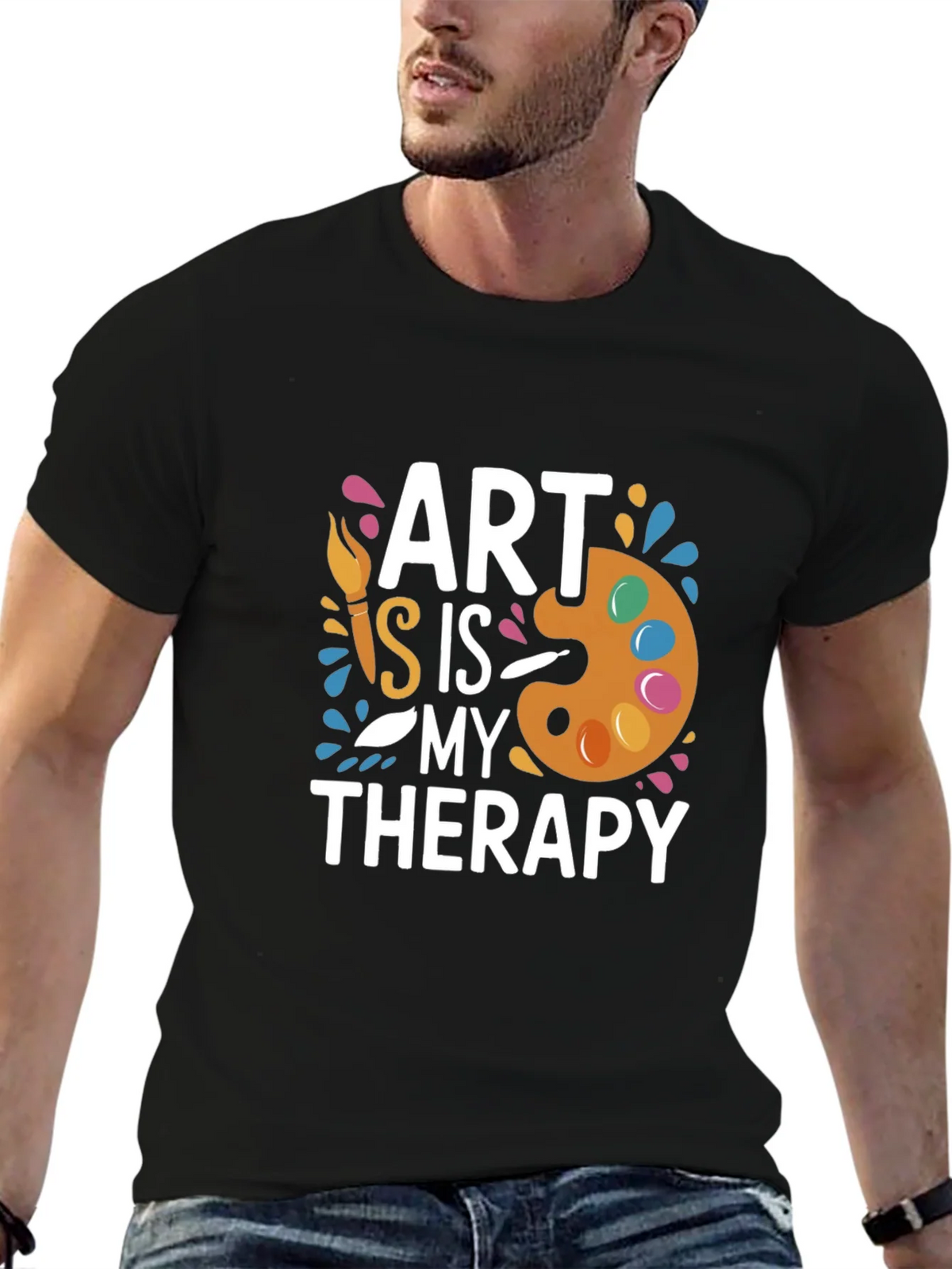 Art is My Therapy T-Shirt - Black Creative Comfortable product image 6