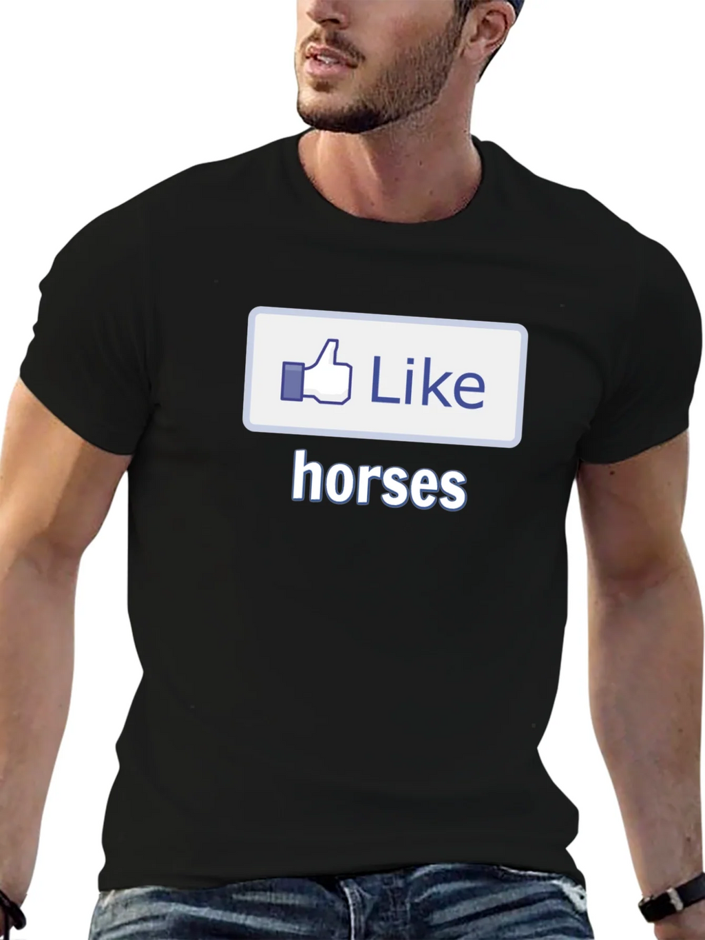 I Like Horses Black T-Shirt Novelty Graphic Tee product image 6