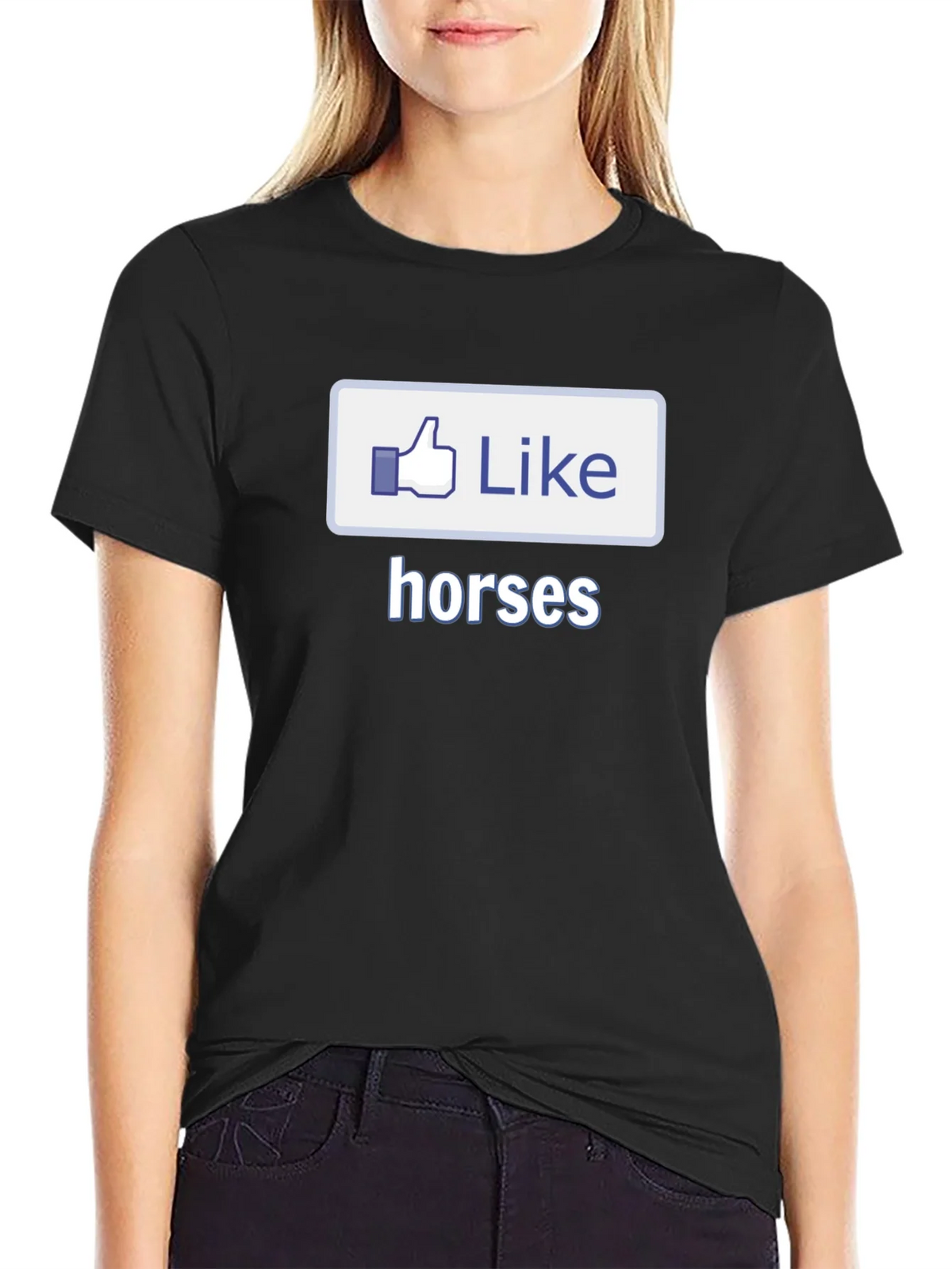 I Like Horses Black T-Shirt Novelty Graphic Tee product image 2