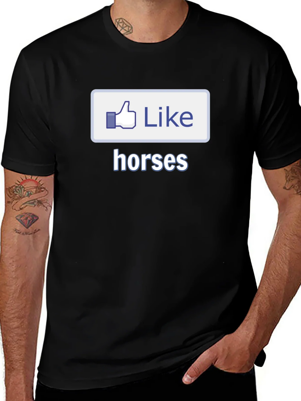 I Like Horses Black T-Shirt Novelty Graphic Tee product image 1