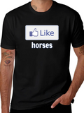 I Like Horses Black T-Shirt Novelty Graphic Tee product image 1