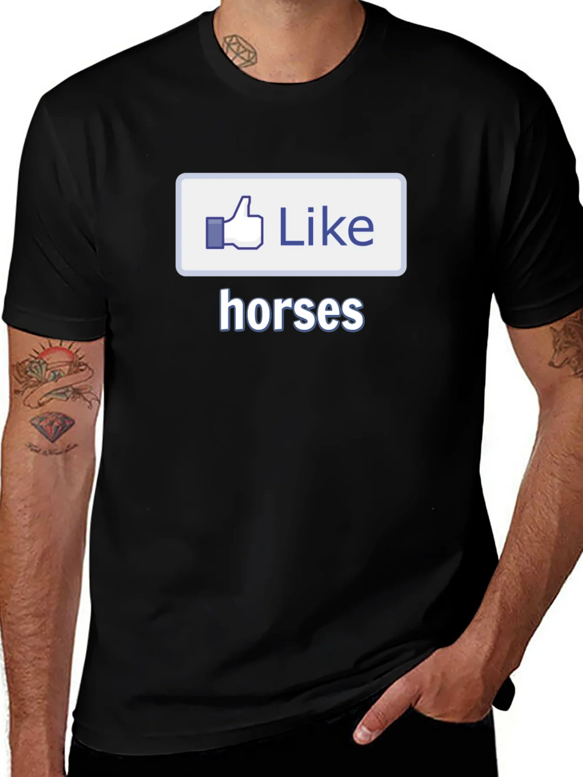 I Like Horses Black T-Shirt Novelty Graphic Tee product image 1