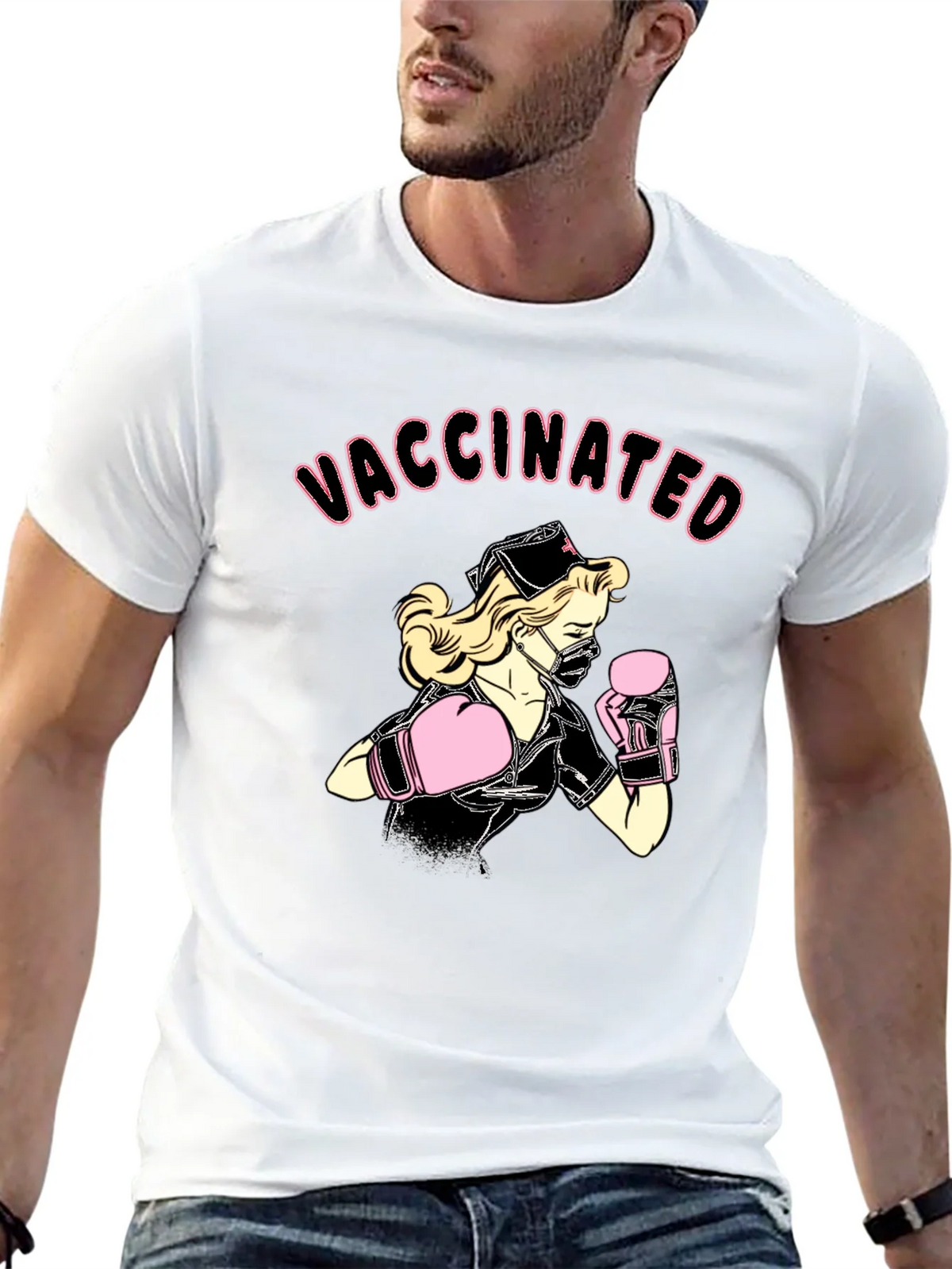 Vaccinated Nurse Boxer Graphic T-Shirt product image 12