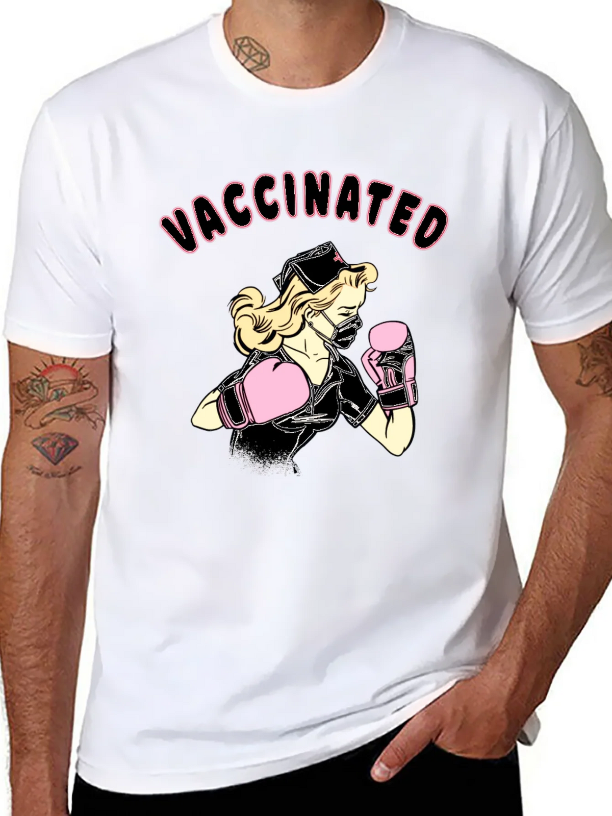 Vaccinated Nurse Boxer Graphic T-Shirt product image 7