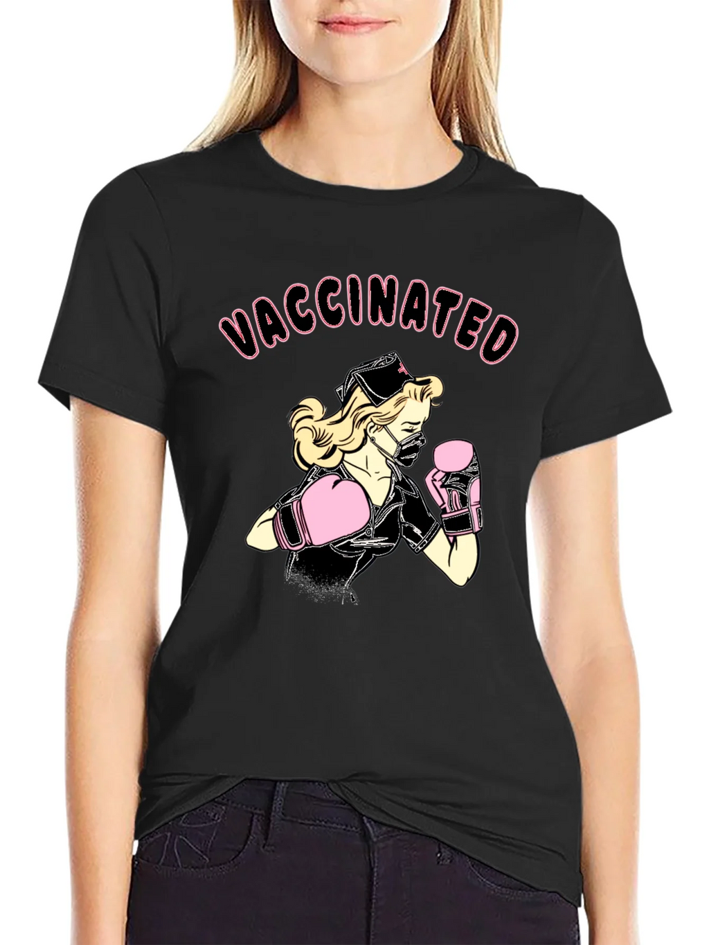 Vaccinated Nurse Boxer Graphic T-Shirt product image 2