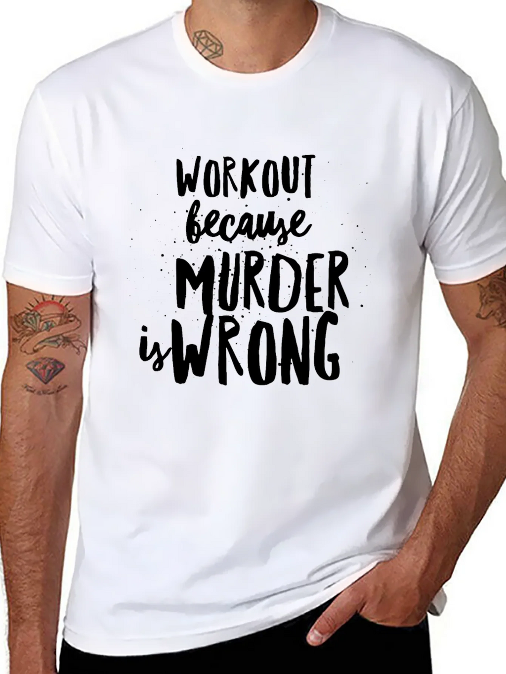 Workout Because Murder is Wrong Black T-Shirt product image 7