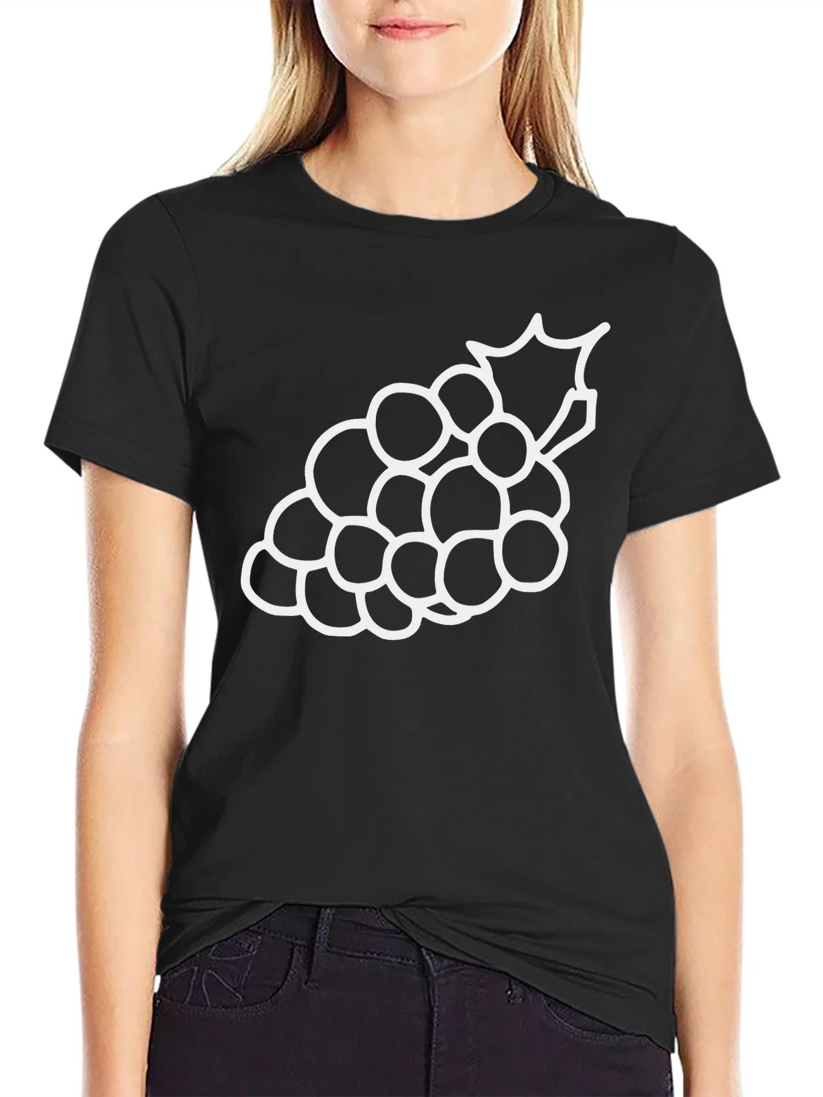 Grape Outline Graphic Tee - Casual Black T-Shirt product image 2
