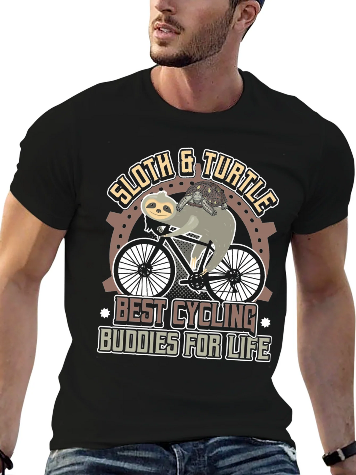Sloth & Turtle Cycling Buddies T-Shirt product image 6